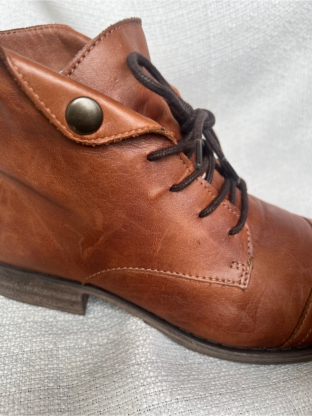 Miz Mooz Brown Leather Lace-Up Ankle Boots Women’s - Picture 13 of 16